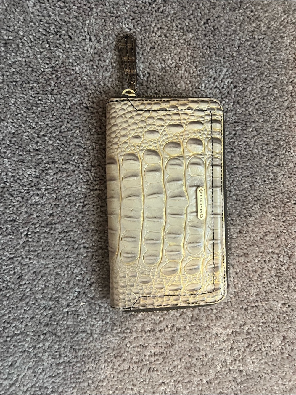 Brahmin Gold Croc-Embossed Zip Around Phone Wallet